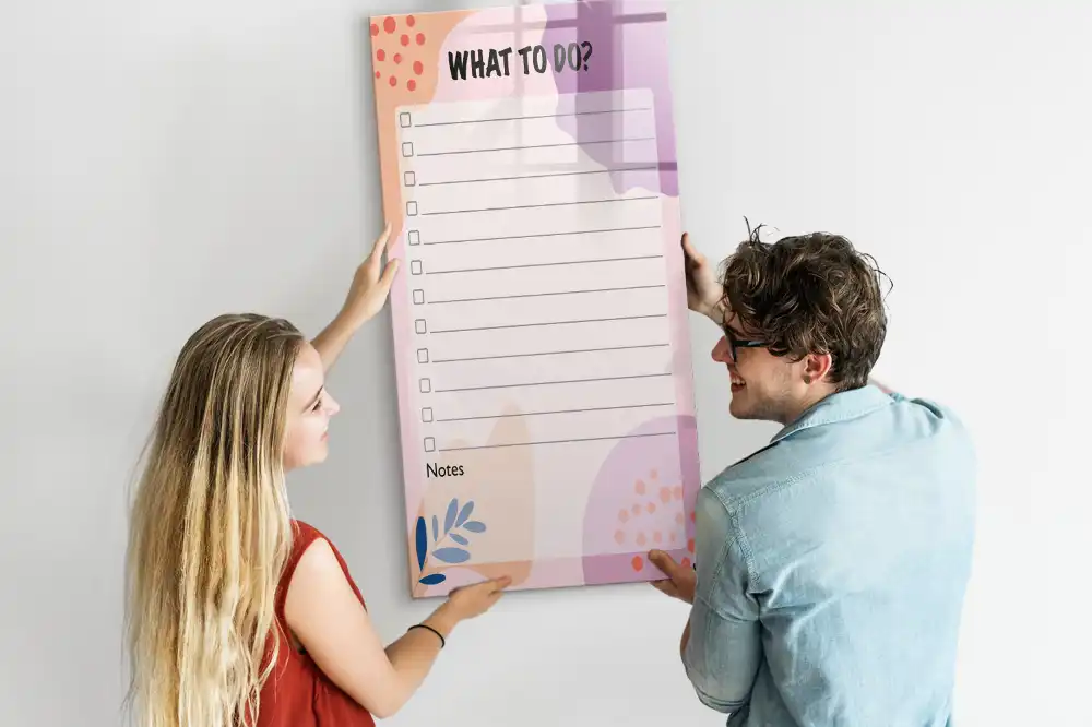 Tableau blanc magnétique effaçable à sec hebdomadaire