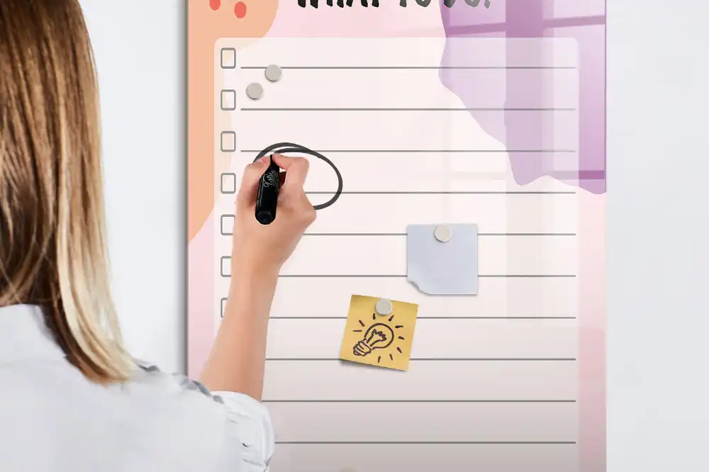 Tableau blanc magnétique effaçable à sec hebdomadaire