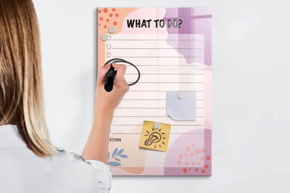 Tableau blanc magnétique effaçable à sec hebdomadaire