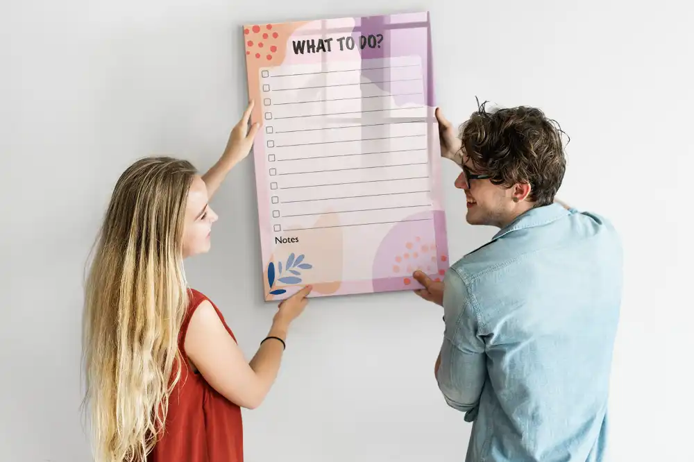 Tableau blanc magnétique effaçable à sec hebdomadaire