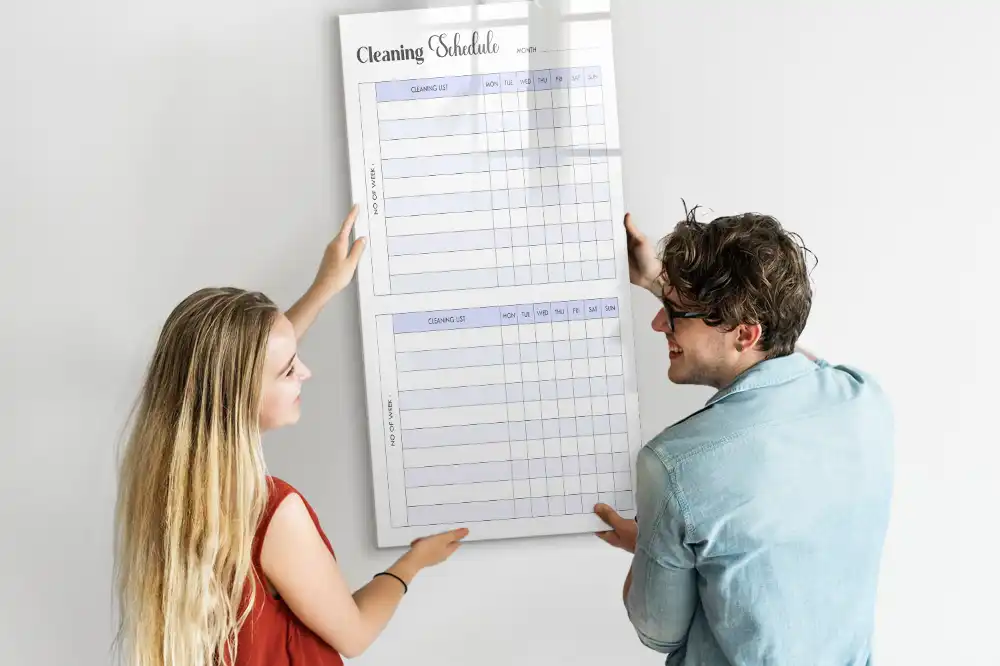 Tableau magnétique de planification pour le nettoyage