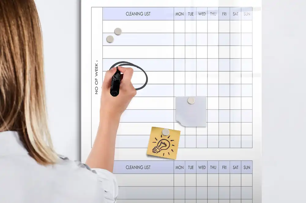 Tableau magnétique de planification pour le nettoyage