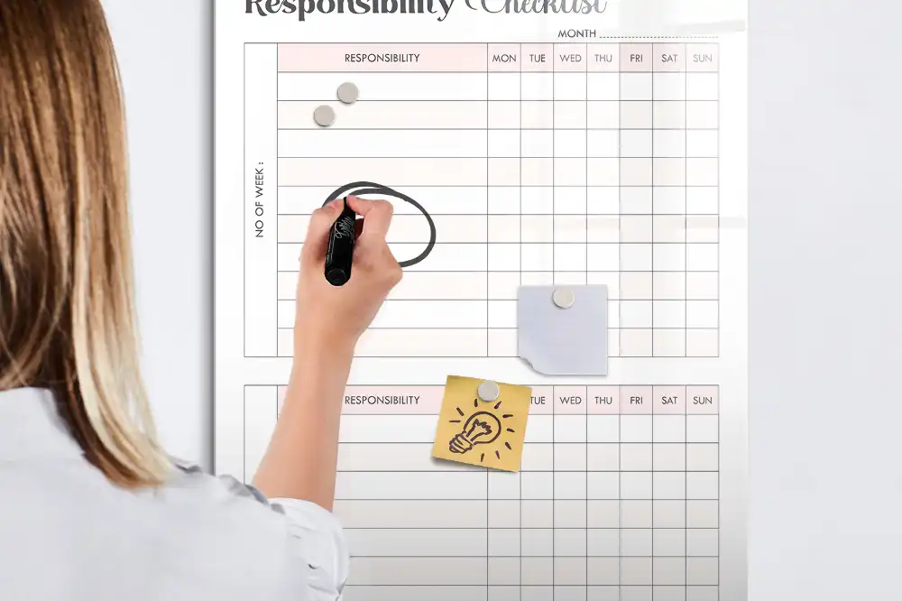 Tableau blanc magnétique effaçable à sec pour liste de tâches