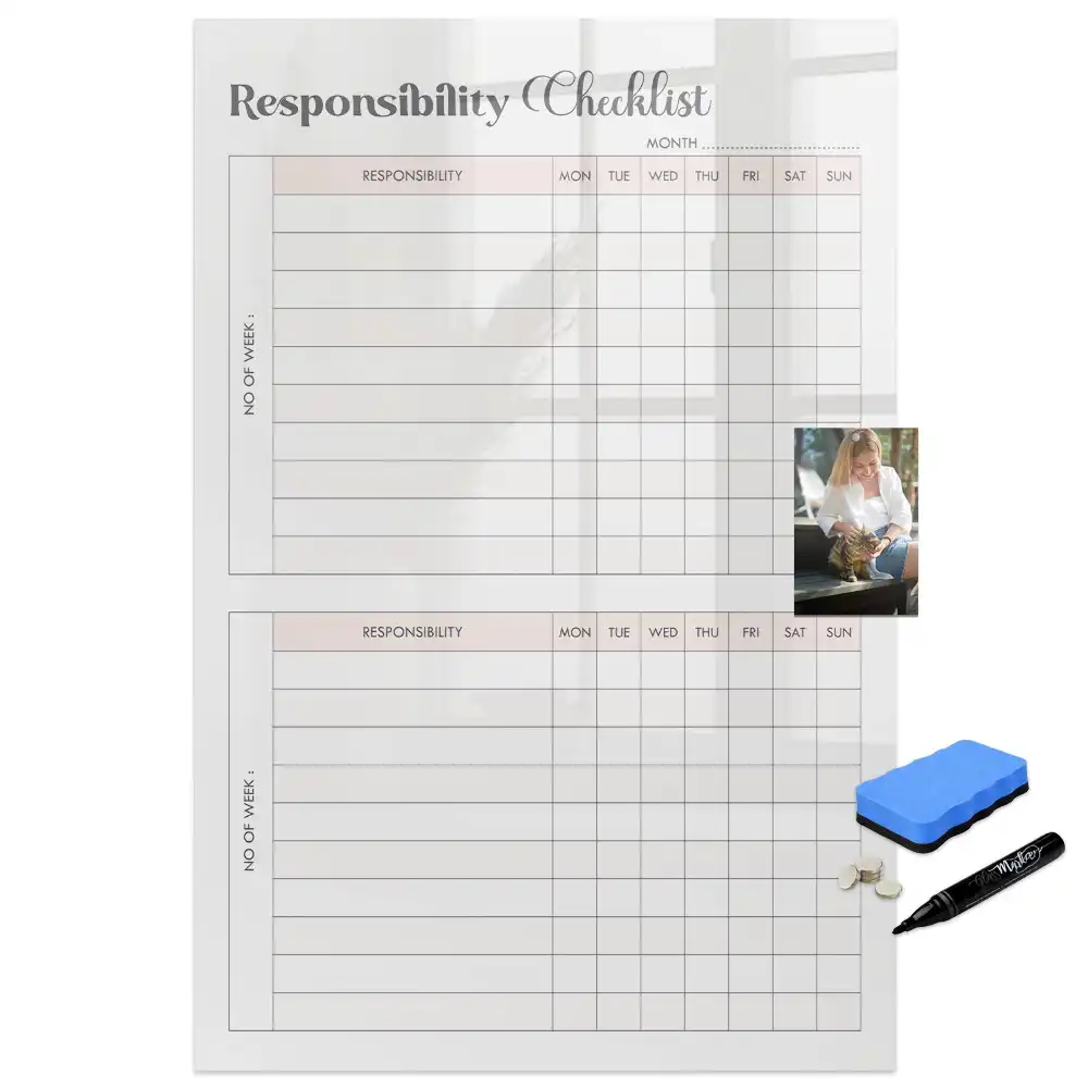 Tableau blanc magnétique effaçable à sec pour liste de tâches