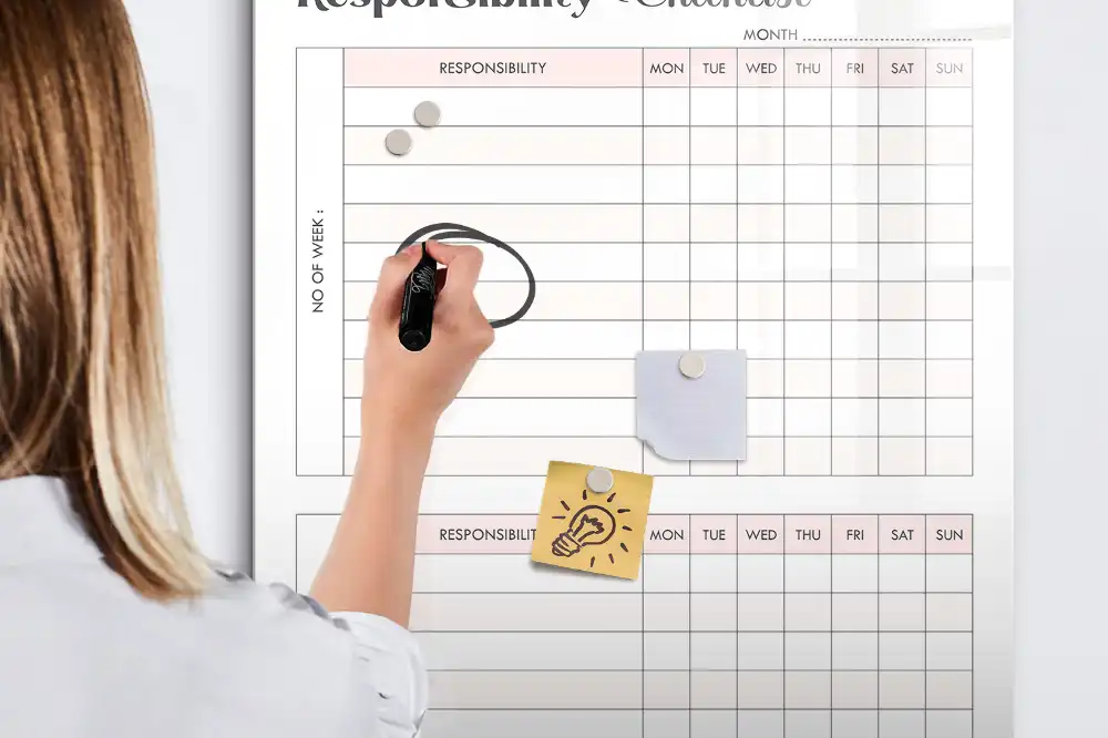 Tableau blanc magnétique effaçable à sec pour liste de tâches