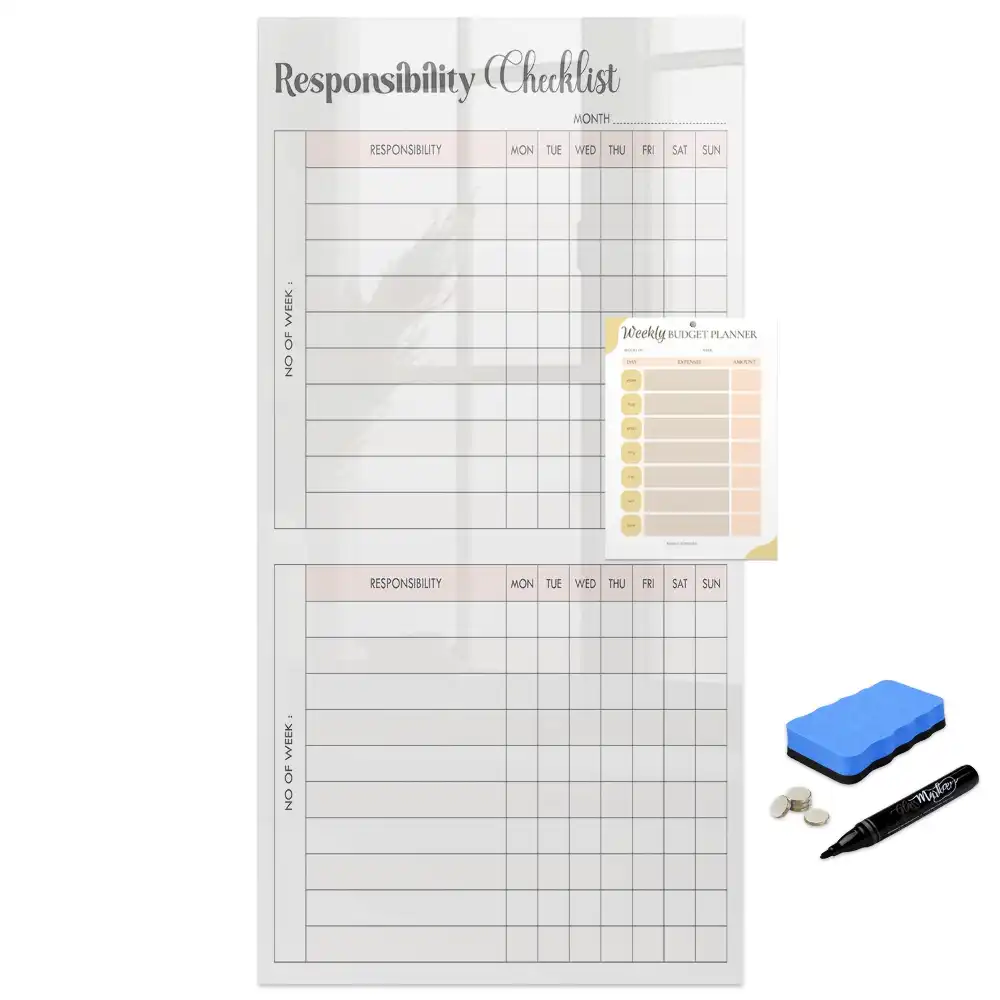 Tableau blanc magnétique effaçable à sec pour liste de tâches