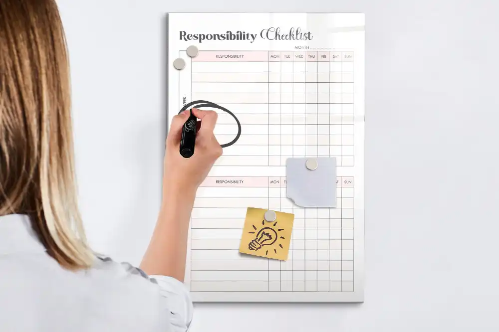 Tableau blanc magnétique effaçable à sec pour liste de tâches