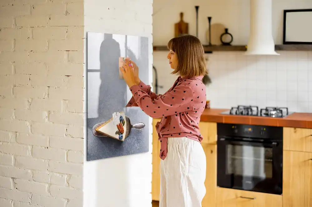 Tableau magnétique en forme de part de gâteau pour écriture