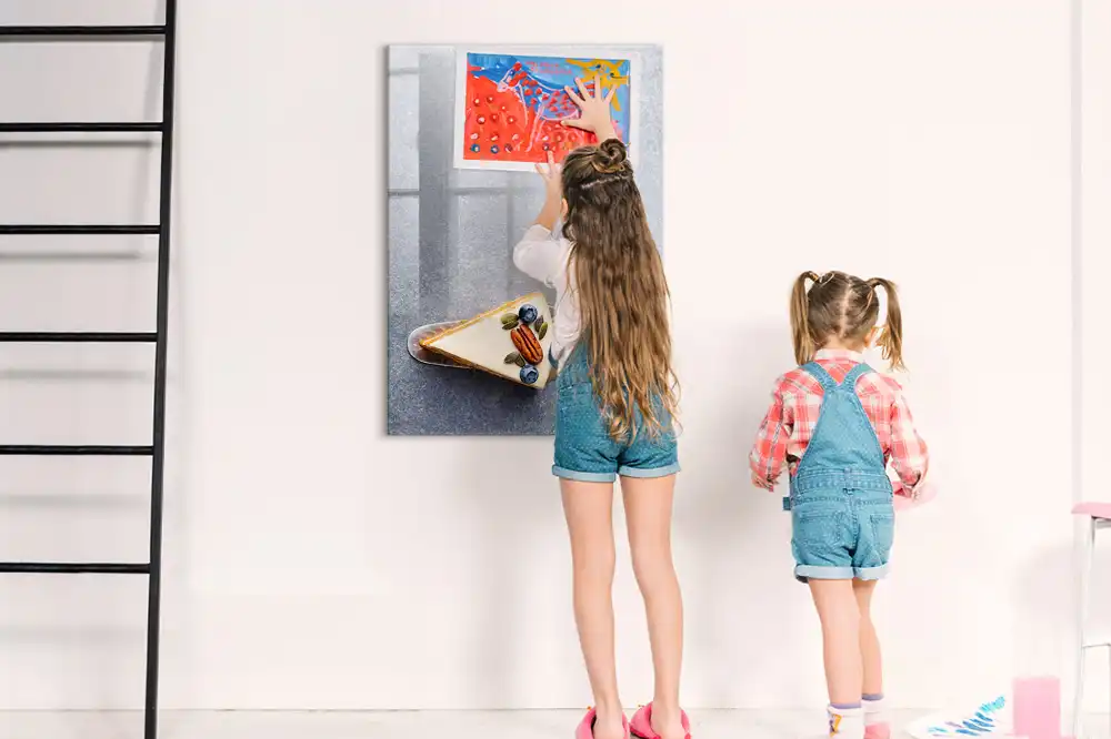 Tableau magnétique en forme de part de gâteau pour écriture