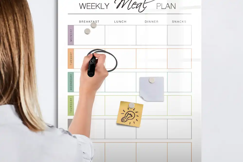Tableau magnétique effaçable pour menu hebdomadaire familial
