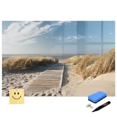 Tableau blanc magnétique effaçable à sec avec motif vue de plage