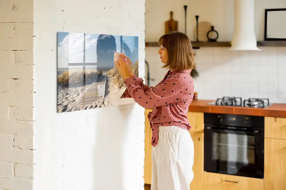 Tableau blanc magnétique effaçable à sec avec motif vue de plage