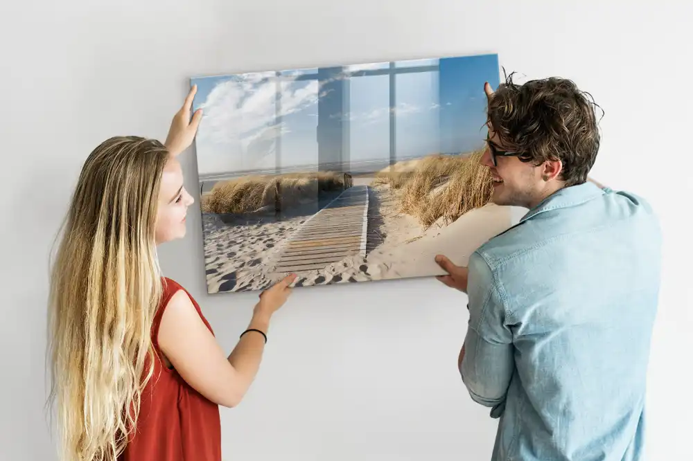 Tableau blanc magnétique effaçable à sec avec motif vue de plage