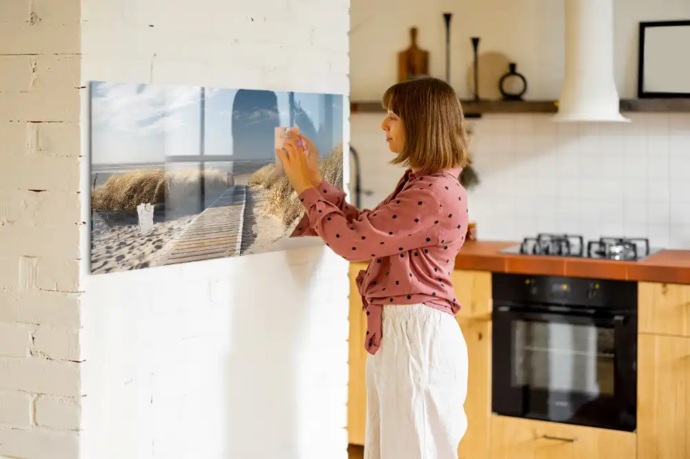 Tableau blanc magnétique effaçable à sec avec motif vue de plage