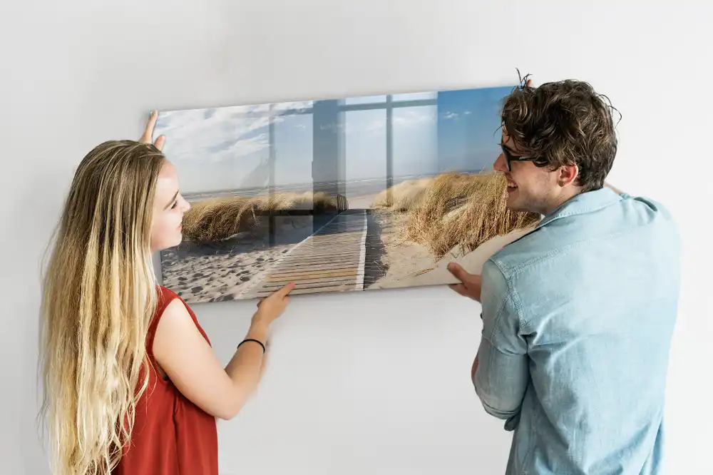 Tableau blanc magnétique effaçable à sec avec motif vue de plage