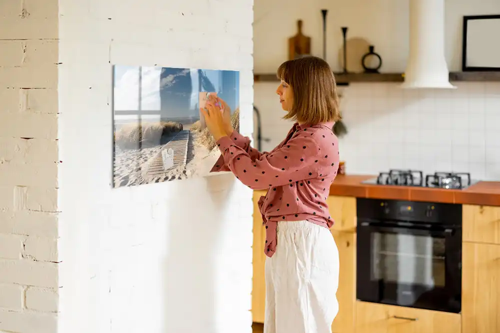 Tableau blanc magnétique effaçable à sec avec motif vue de plage