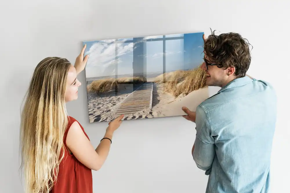 Tableau blanc magnétique effaçable à sec avec motif vue de plage