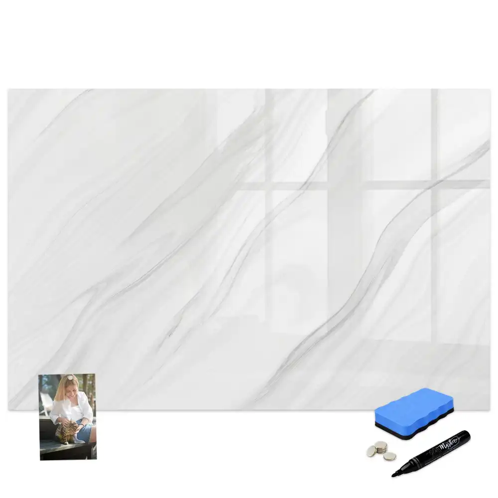 Tableau blanc magnétique effaçable à sec motif marbre