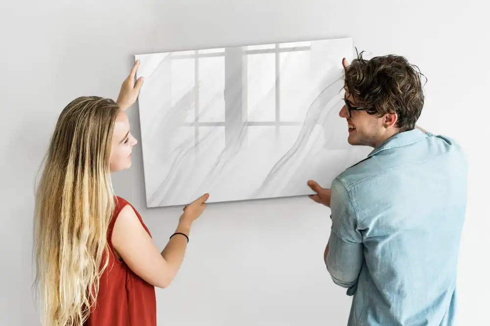 Tableau blanc magnétique effaçable à sec motif marbre