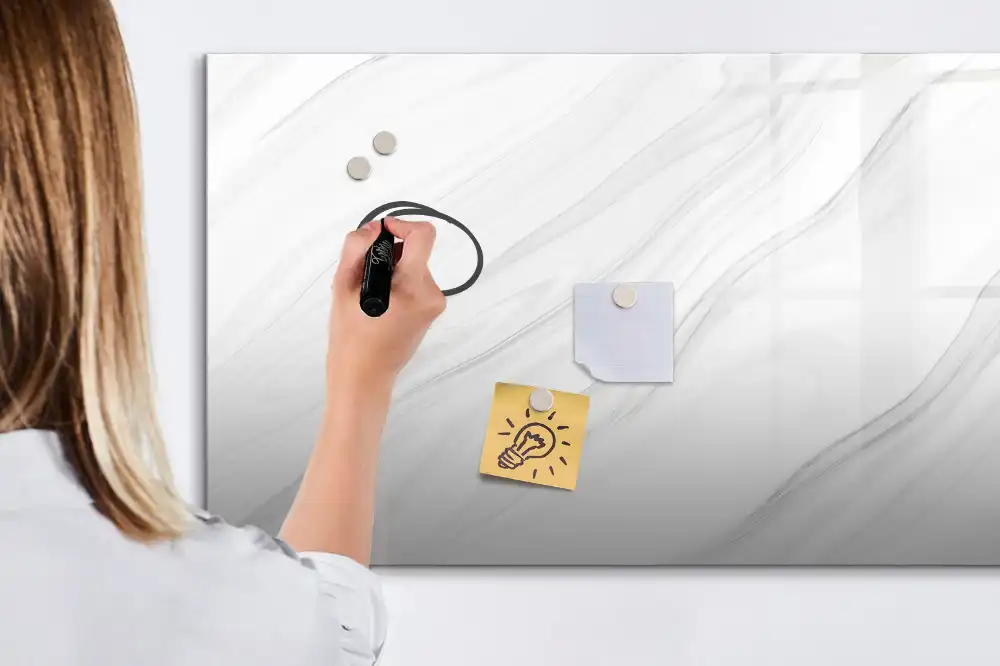 Tableau blanc magnétique effaçable à sec motif marbre