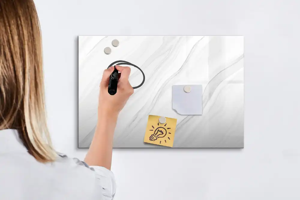Tableau blanc magnétique effaçable à sec motif marbre