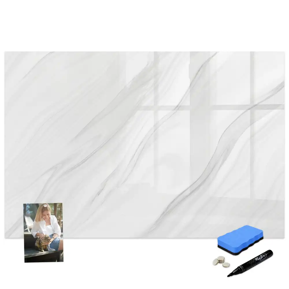 Tableau blanc magnétique effaçable à sec motif marbre