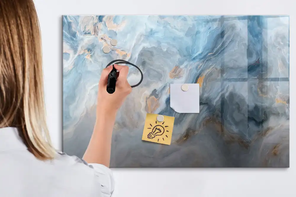Tableau blanc magnétique effaçable à sec motif marbre