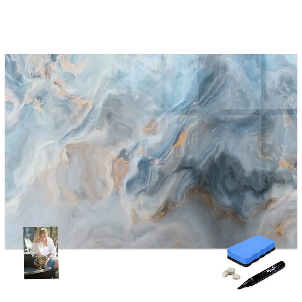 Tableau blanc magnétique effaçable à sec motif marbre