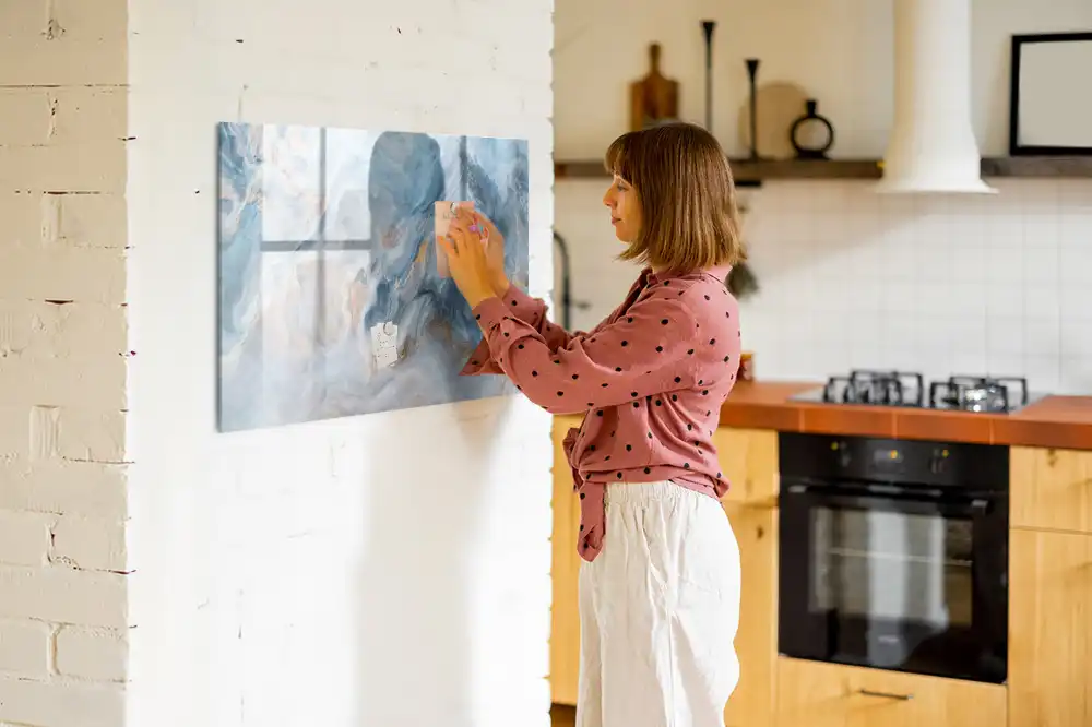 Tableau blanc magnétique effaçable à sec motif marbre