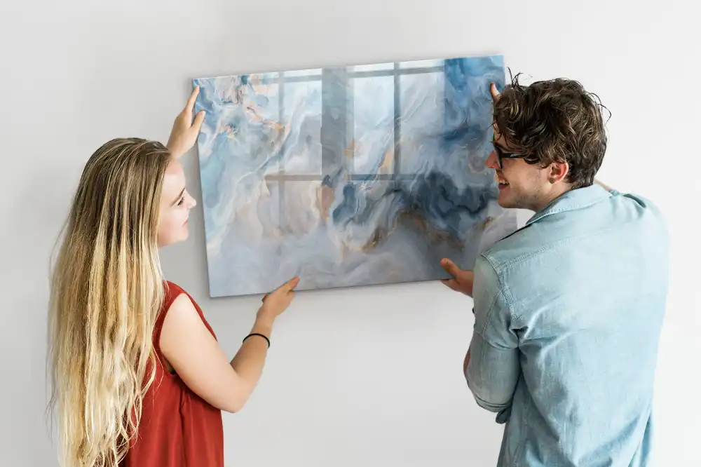 Tableau blanc magnétique effaçable à sec motif marbre