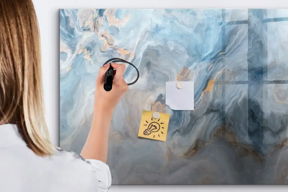 Tableau blanc magnétique effaçable à sec motif marbre