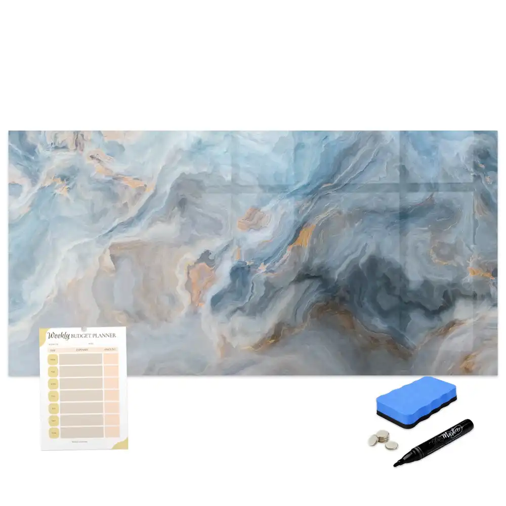 Tableau blanc magnétique effaçable à sec motif marbre