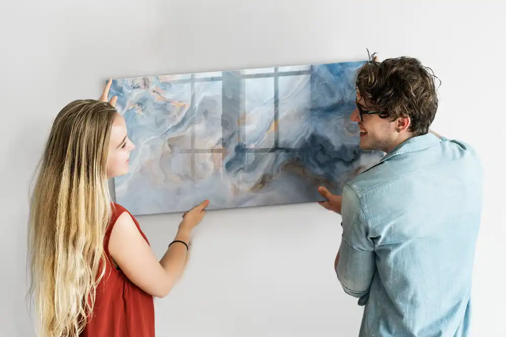 Tableau blanc magnétique effaçable à sec motif marbre