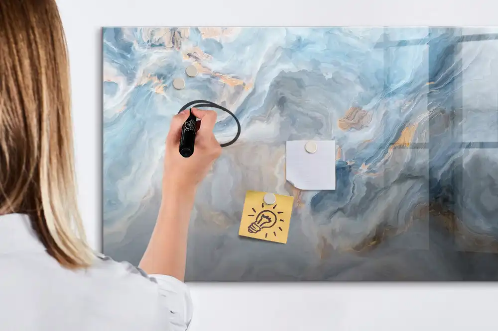 Tableau blanc magnétique effaçable à sec motif marbre
