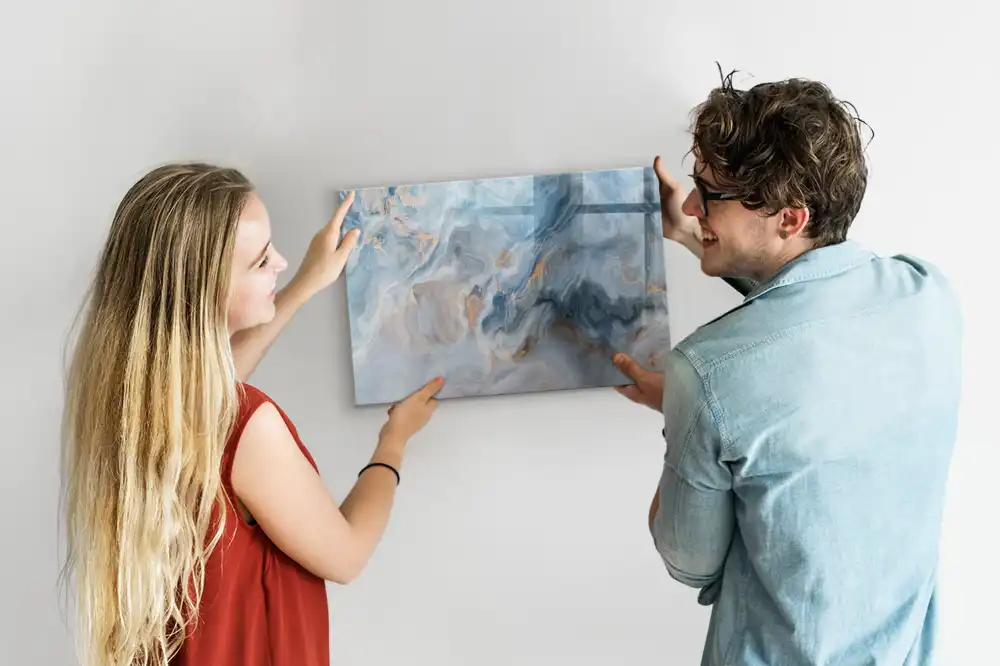 Tableau blanc magnétique effaçable à sec motif marbre