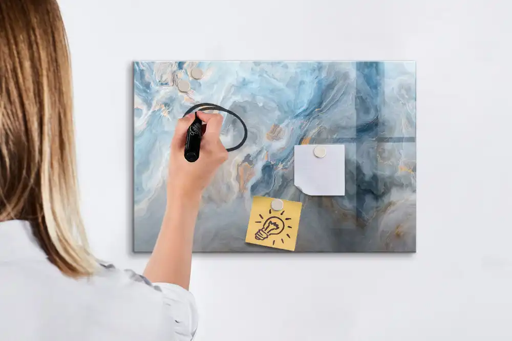 Tableau blanc magnétique effaçable à sec motif marbre