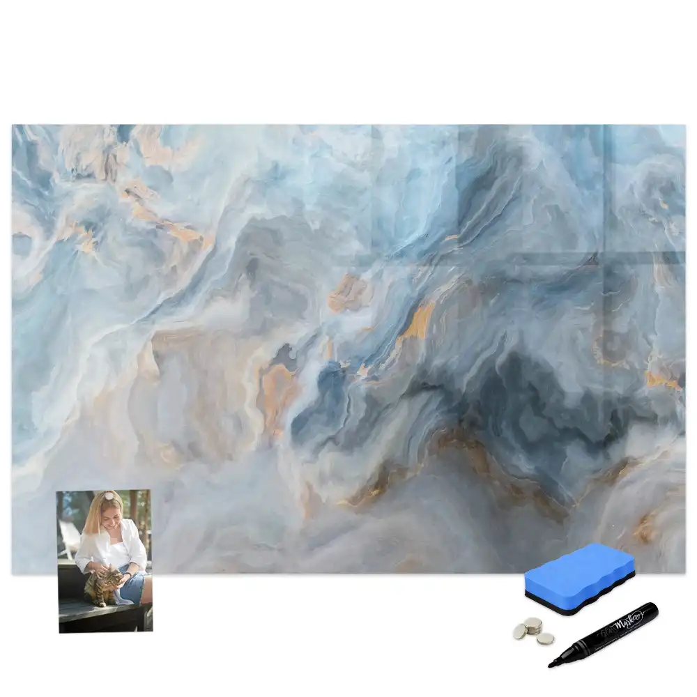 Tableau blanc magnétique effaçable à sec motif marbre