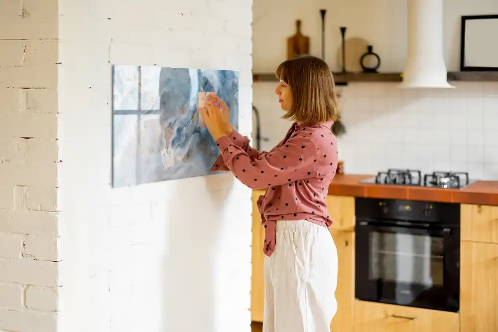 Tableau blanc magnétique effaçable à sec motif marbre