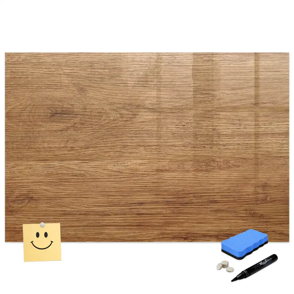 Tableau à dessiner magnétique avec cadre en bois clair