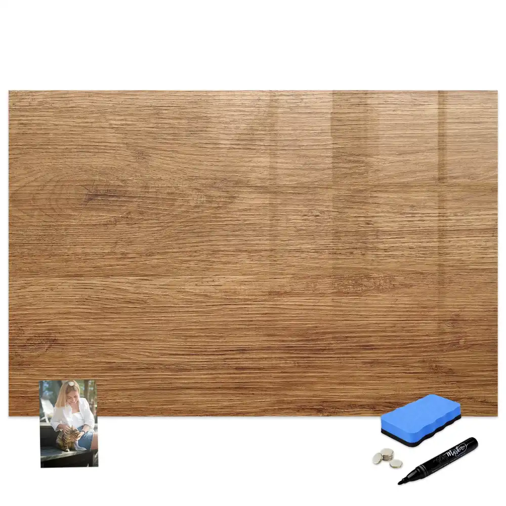 Tableau à dessiner magnétique avec cadre en bois clair