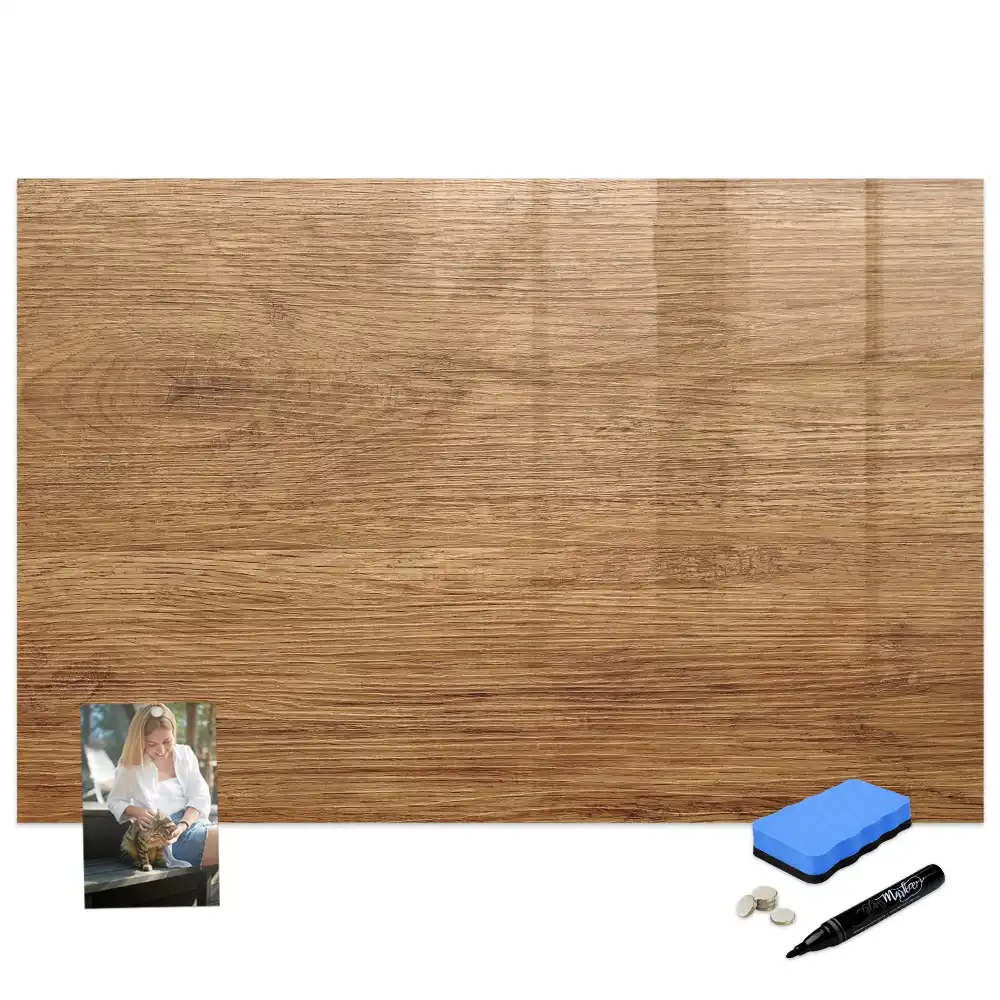 Tableau à dessiner magnétique avec cadre en bois clair