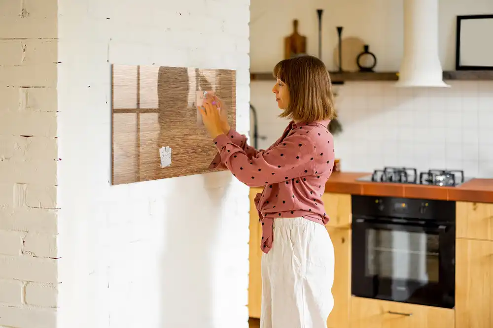 Tableau à dessiner magnétique avec cadre en bois clair