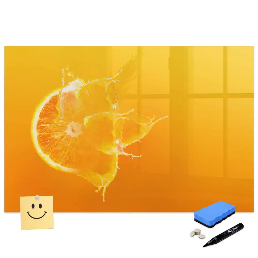 Tableau blanc magnétique effaçable à sec motif orange