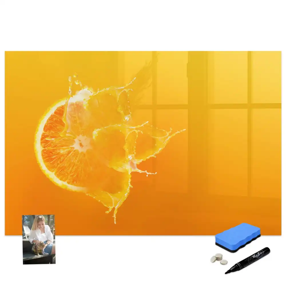Tableau blanc magnétique effaçable à sec motif orange