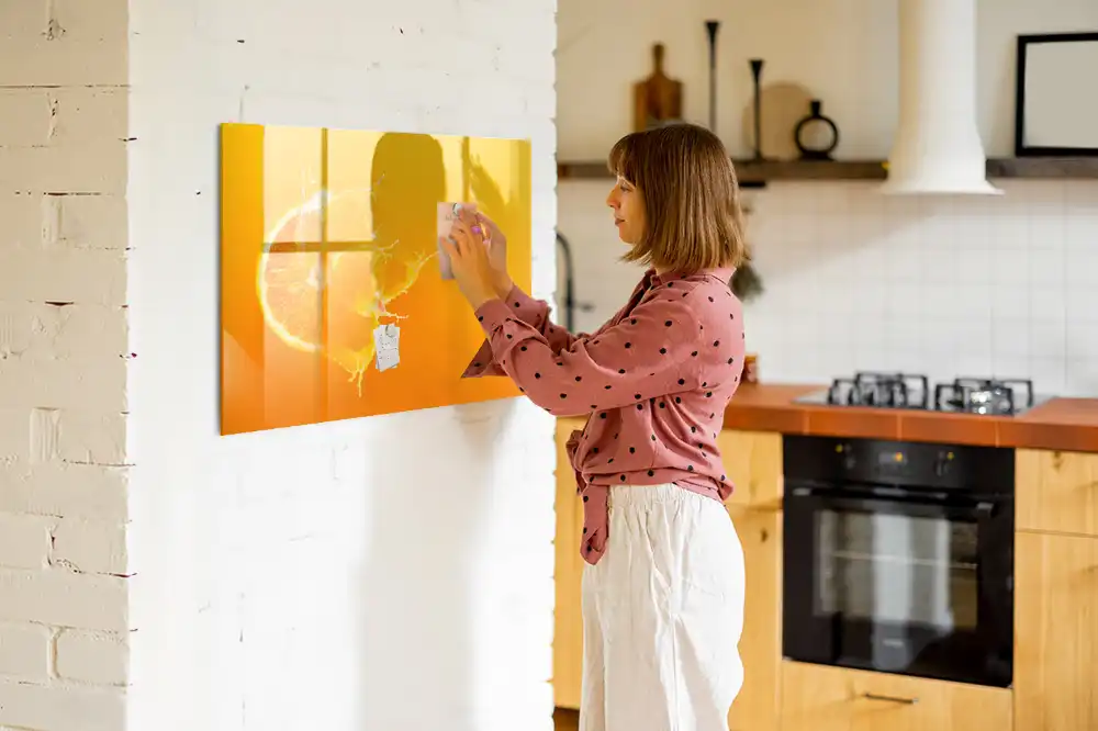 Tableau blanc magnétique effaçable à sec motif orange