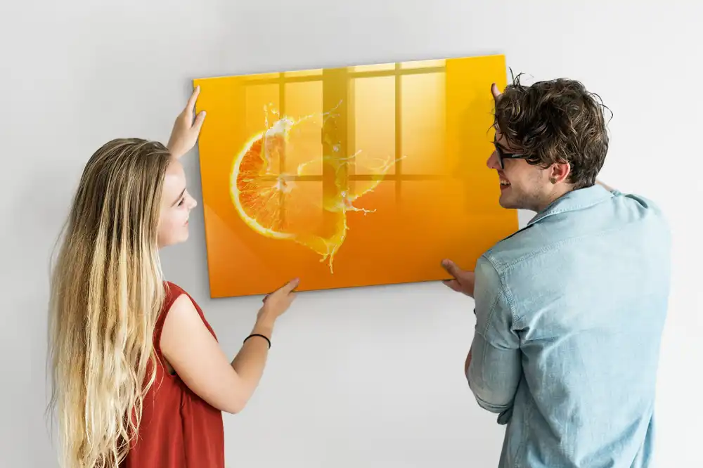 Tableau blanc magnétique effaçable à sec motif orange