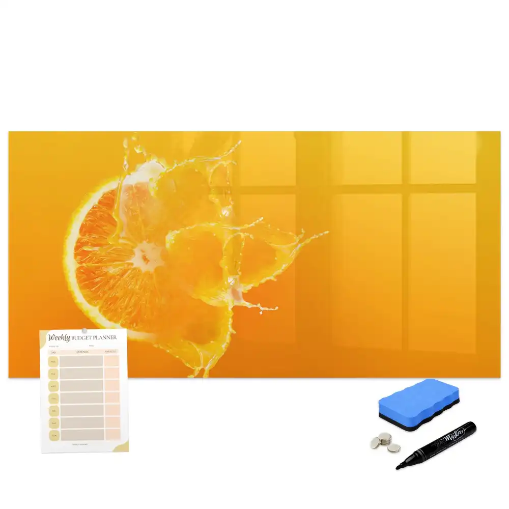 Tableau blanc magnétique effaçable à sec motif orange