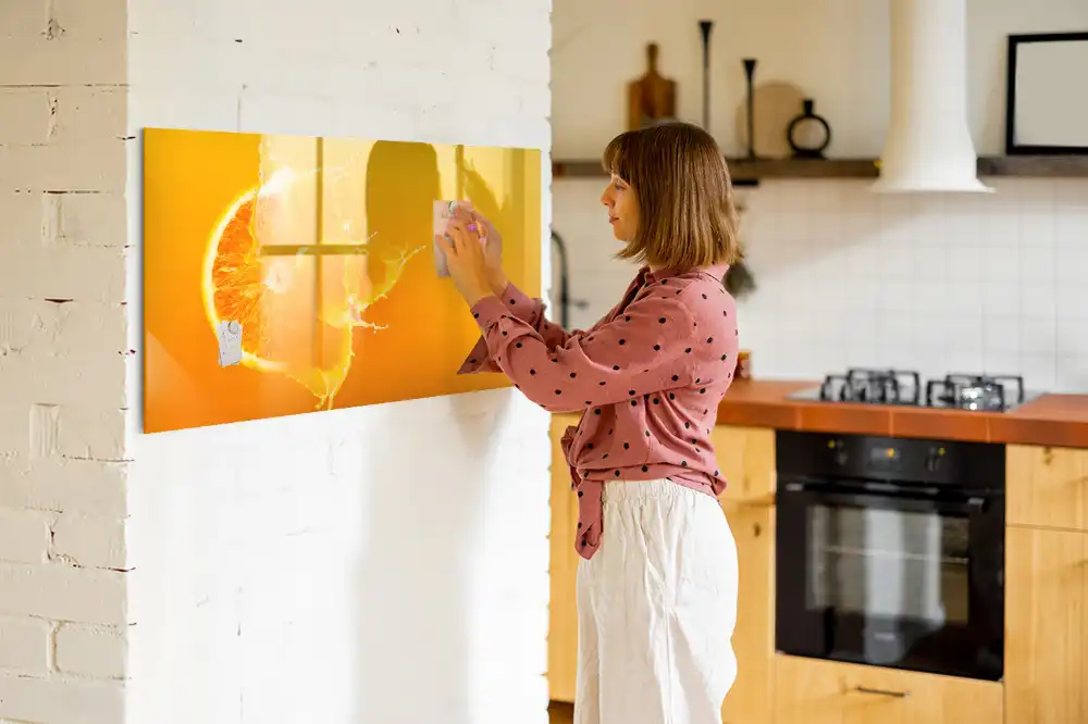 Tableau blanc magnétique effaçable à sec motif orange
