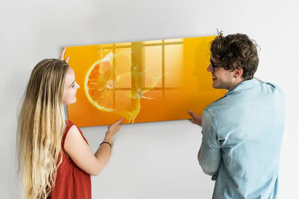 Tableau blanc magnétique effaçable à sec motif orange