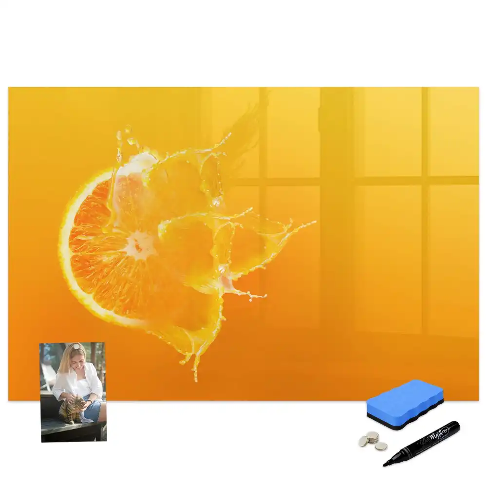 Tableau blanc magnétique effaçable à sec motif orange